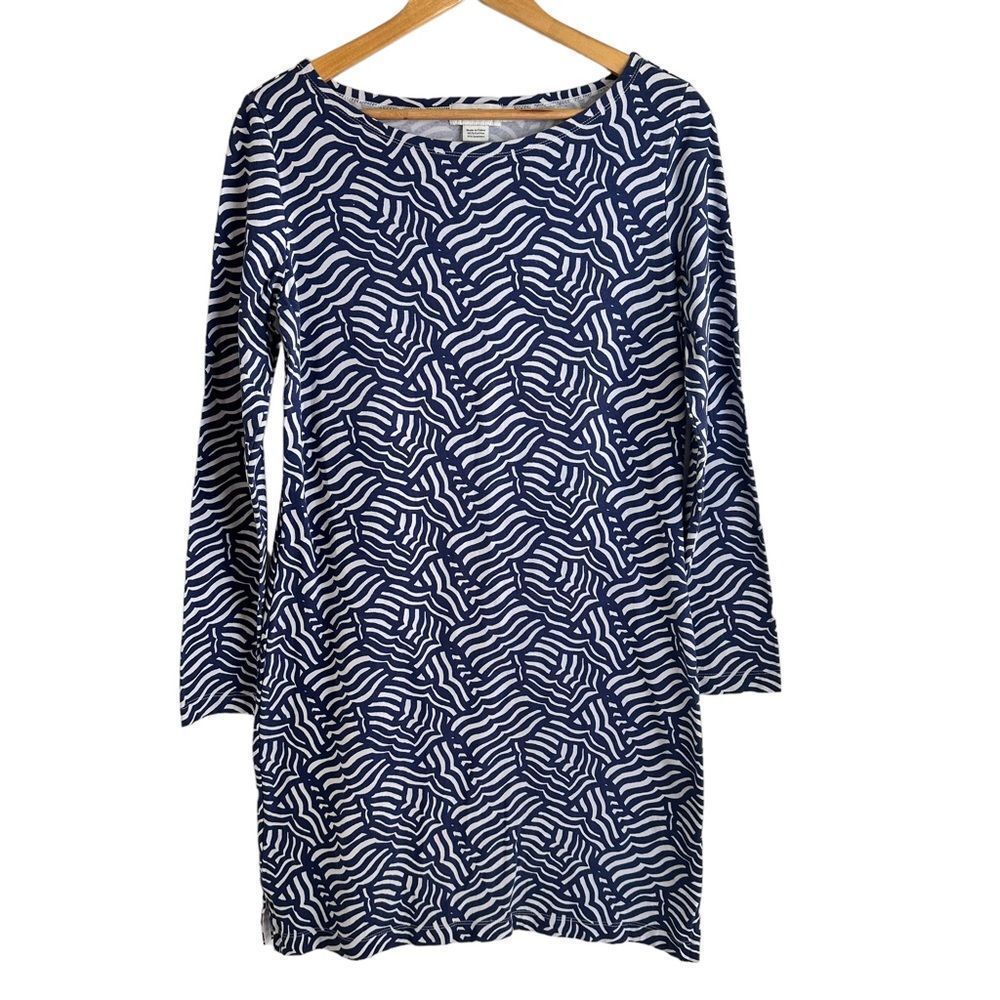Vineyard Vines Blue and White Long Sleeve Dress